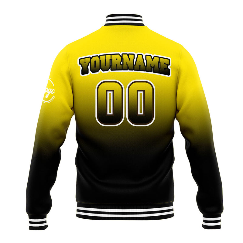 Custom Gradient Varsity Jacket Letterman jacket for Men, Women and Youth Yellow&Black