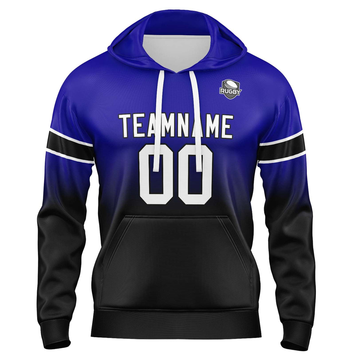 Custom Gradient Hoodie For Man Woman Girl Boy Print Your Logo Name Number Royal&Black enthsush