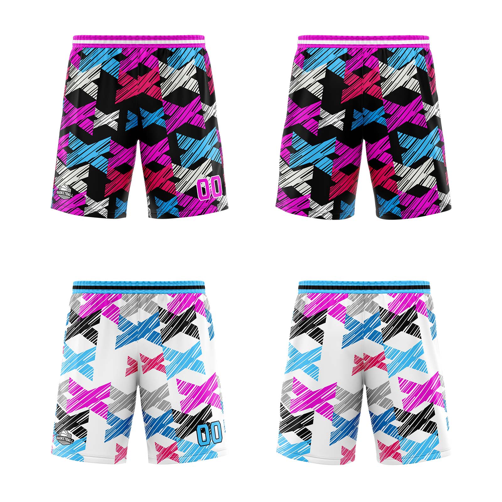 Custom Pink Blue Reversible Basketball Suit for Adults and Kids Personalized Jersey enthsush