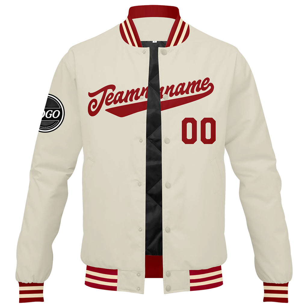 Custom Varsity Jacket Letterman jacket for Men, Women and Youth Red Cream enthsush