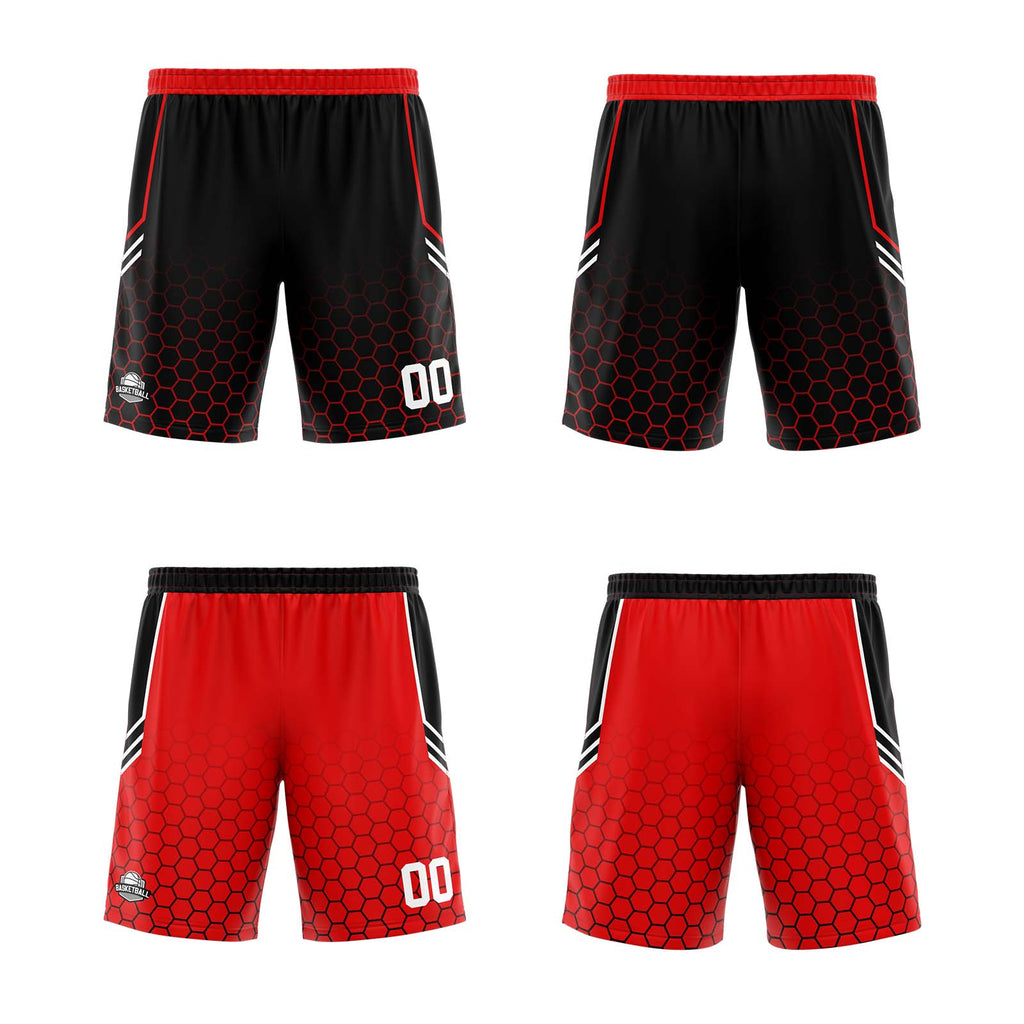 Custom Black Red Reversible Basketball Suit for Adults and Kids Personalized Jersey enthsush
