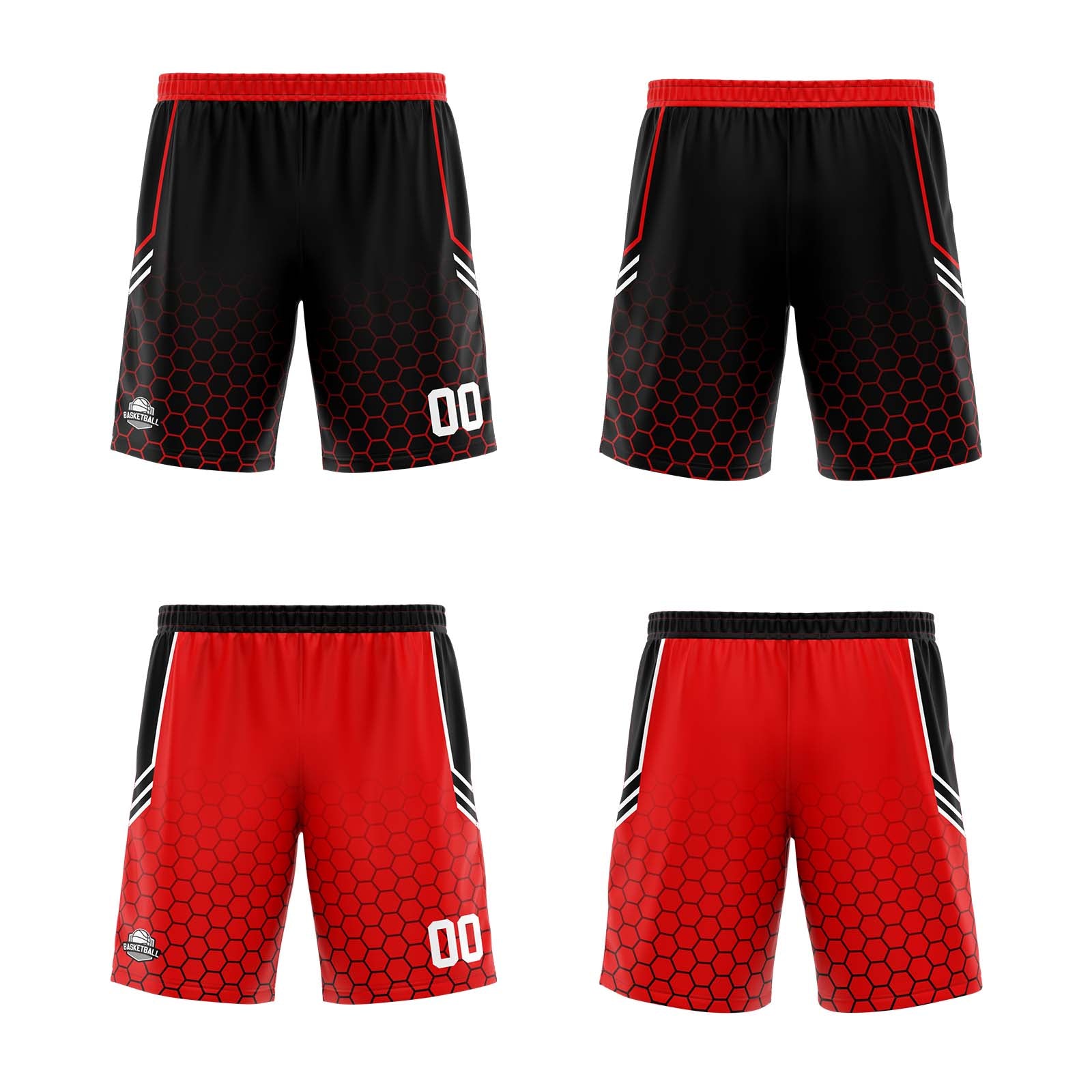 Custom Black Red Reversible Basketball Suit for Adults and Kids Personalized Jersey enthsush