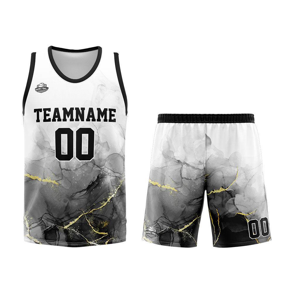 Custom Basketball Jersey Uniform Suit Printed Your Logo Name Number Black&White enthsush