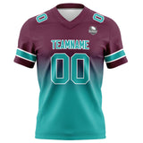 Custom Burgundy Teal Gradient Football Jersey Personalized Football Shirts for Men Women  Printed Team Name Number Logo