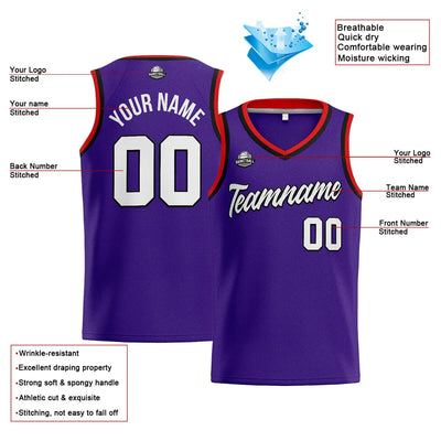 Custom Stitched Basketball Jersey for Men, Women  And Kids Purple-White-Red enthsush