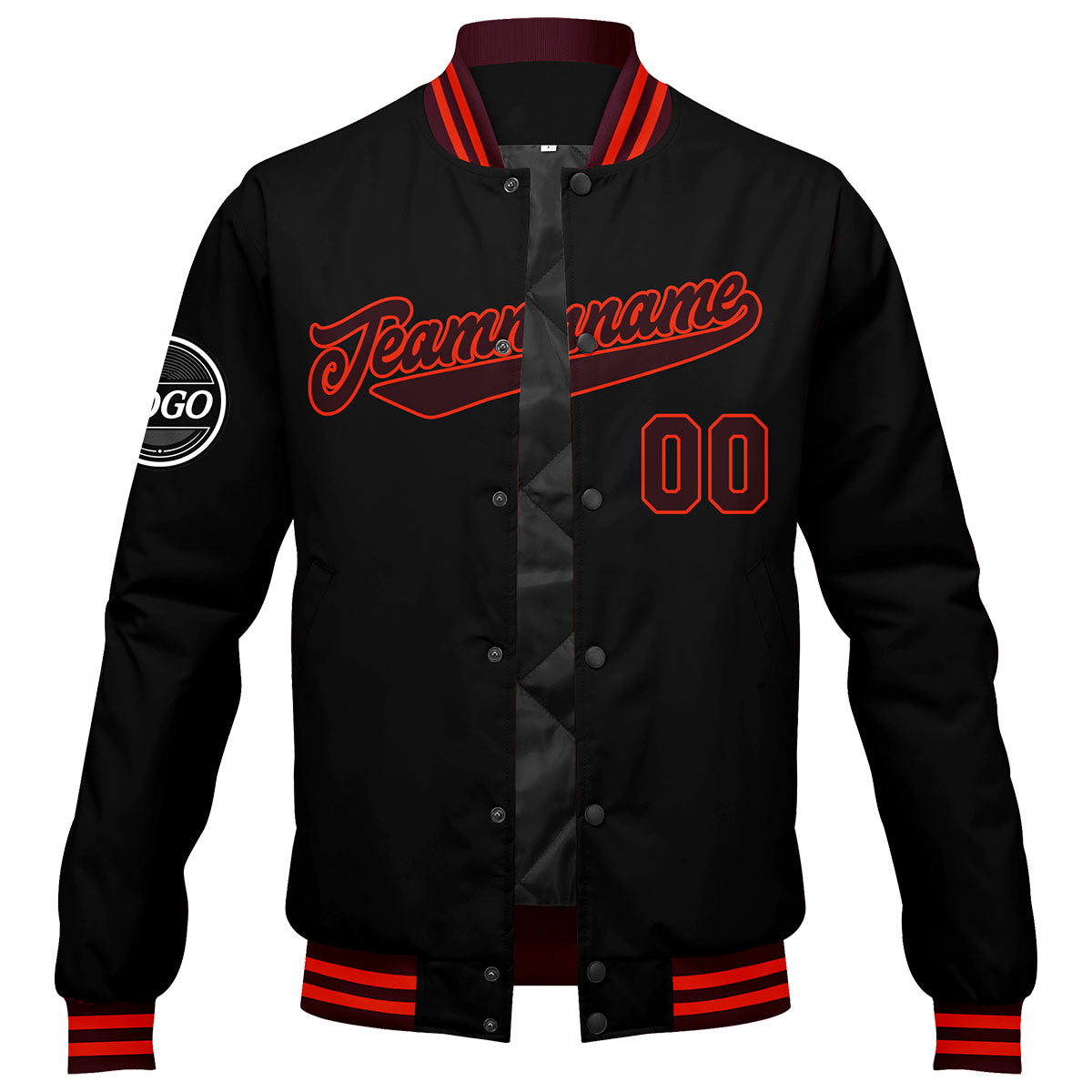 Custom Varsity Jacket Letterman jacket for Men, Women and Youth Marroon Black Orange enthsush