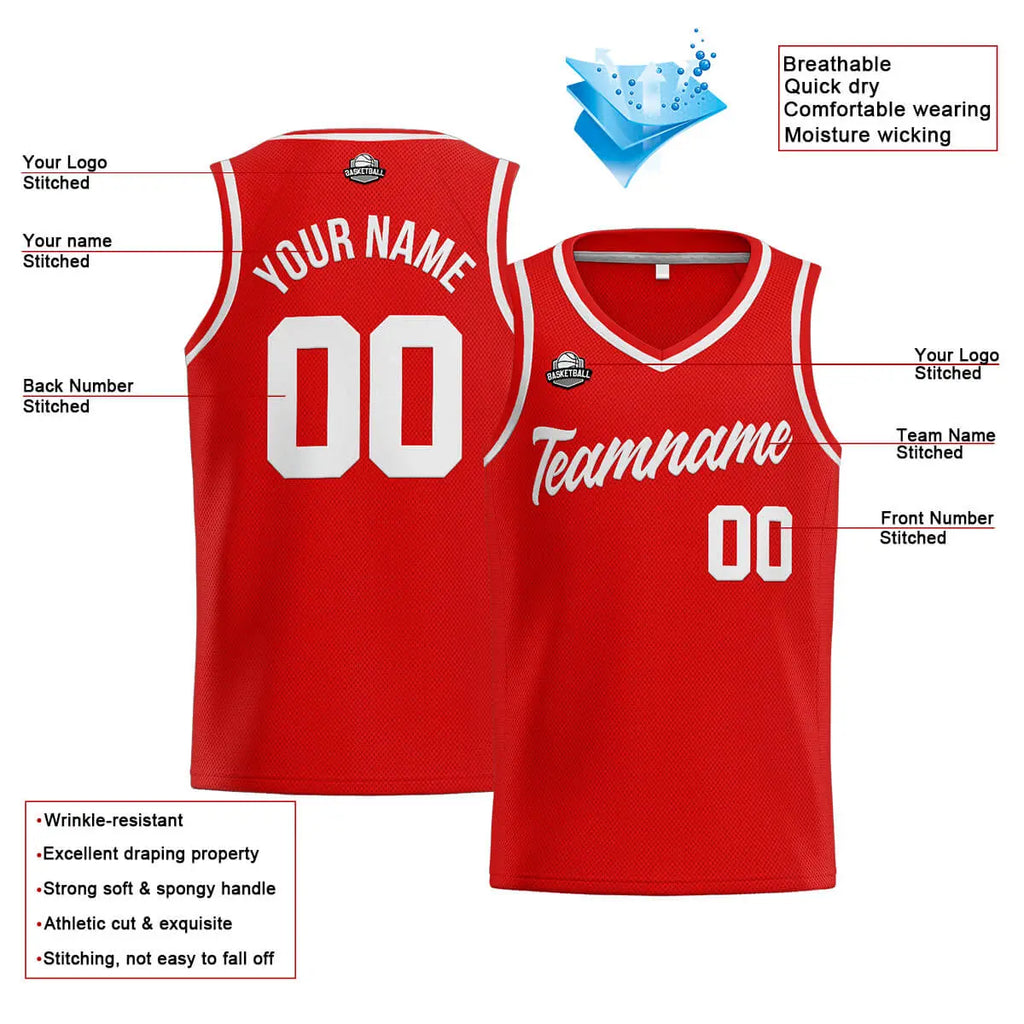 Custom Stitched Basketball Jersey for Men, Women  And Kids Red-White enthsush