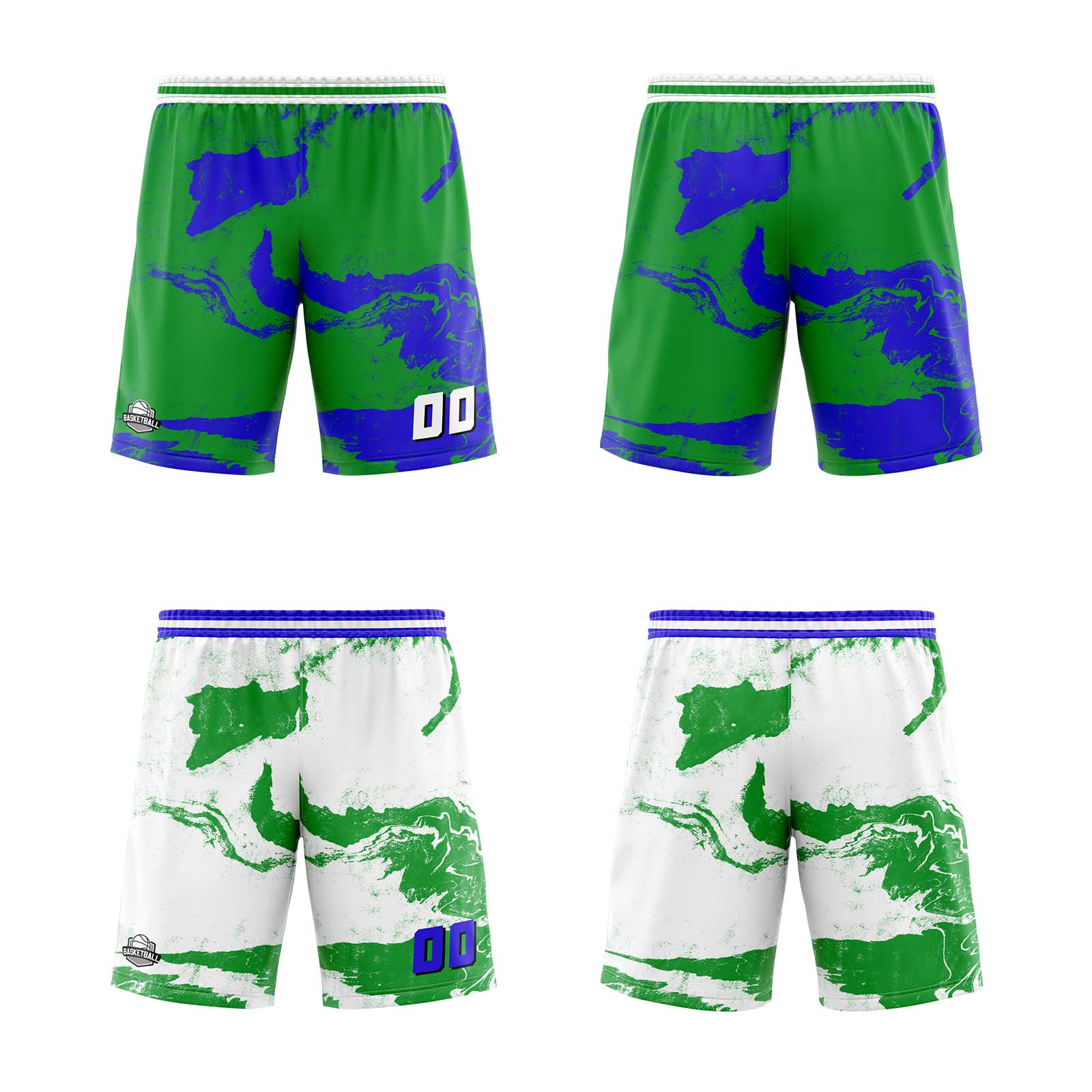 Custom Green Blue Reversible Basketball Suit for Adults and Kids Personalized Jersey enthsush