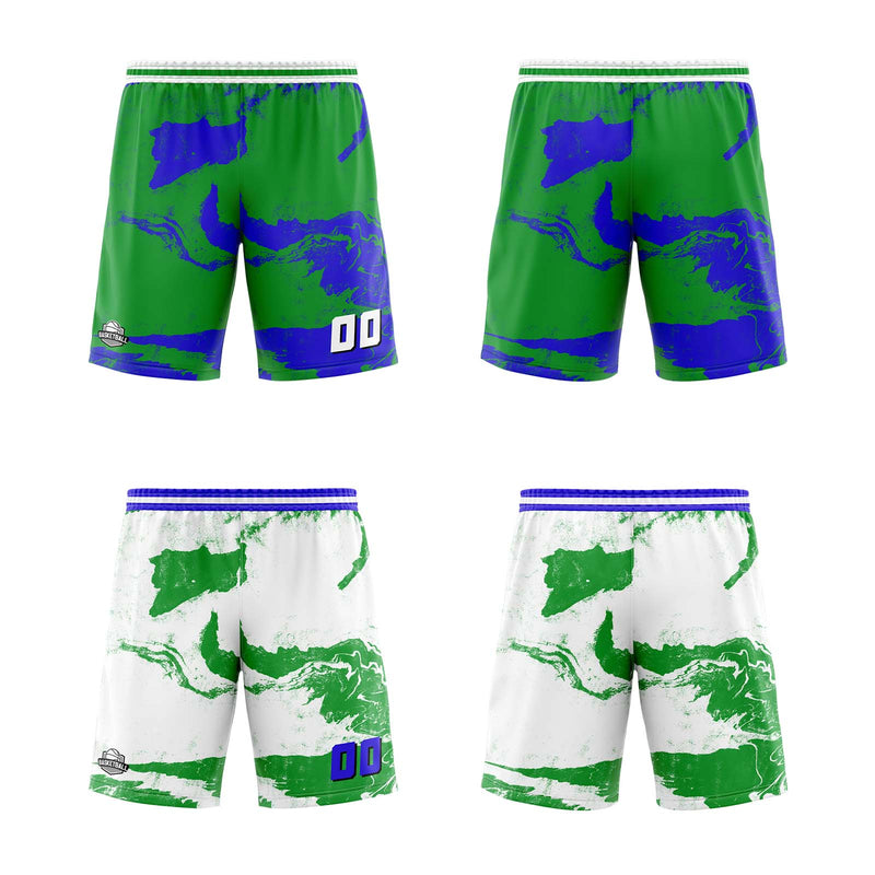 Custom Green Blue Reversible Basketball Suit for Adults and Kids Personalized Jersey