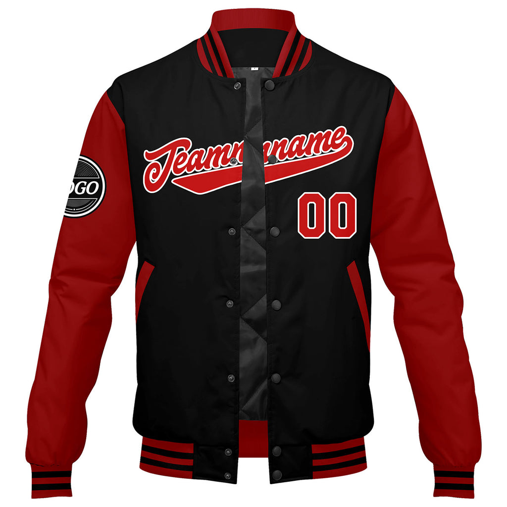 Custom Varsity Jacket Letterman jacket for Men, Women and Youth Red Black enthsush