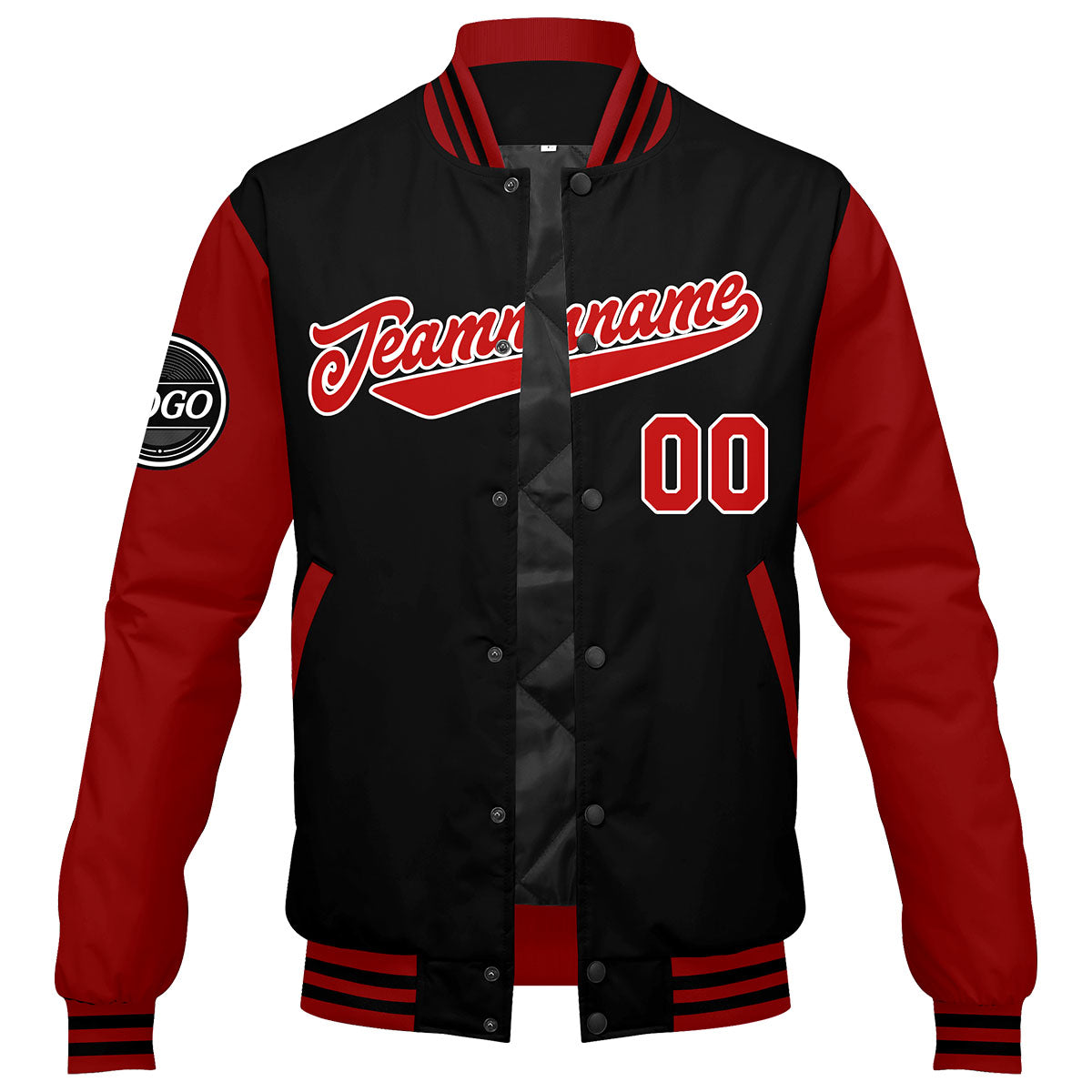 Custom Varsity Jacket Letterman jacket for Men, Women and Youth Red Black enthsush