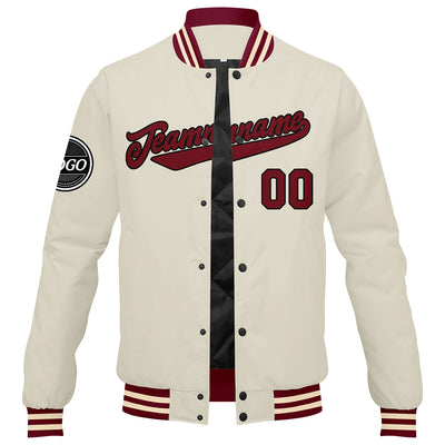 Custom Varsity Jacket Letterman jacket for Men, Women and Youth Crimson Cream enthsush