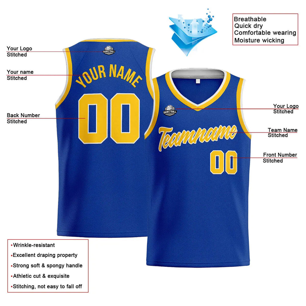 Custom Stitched Basketball Jersey for Men, Women  And Kids Royal-Yellow enthsush