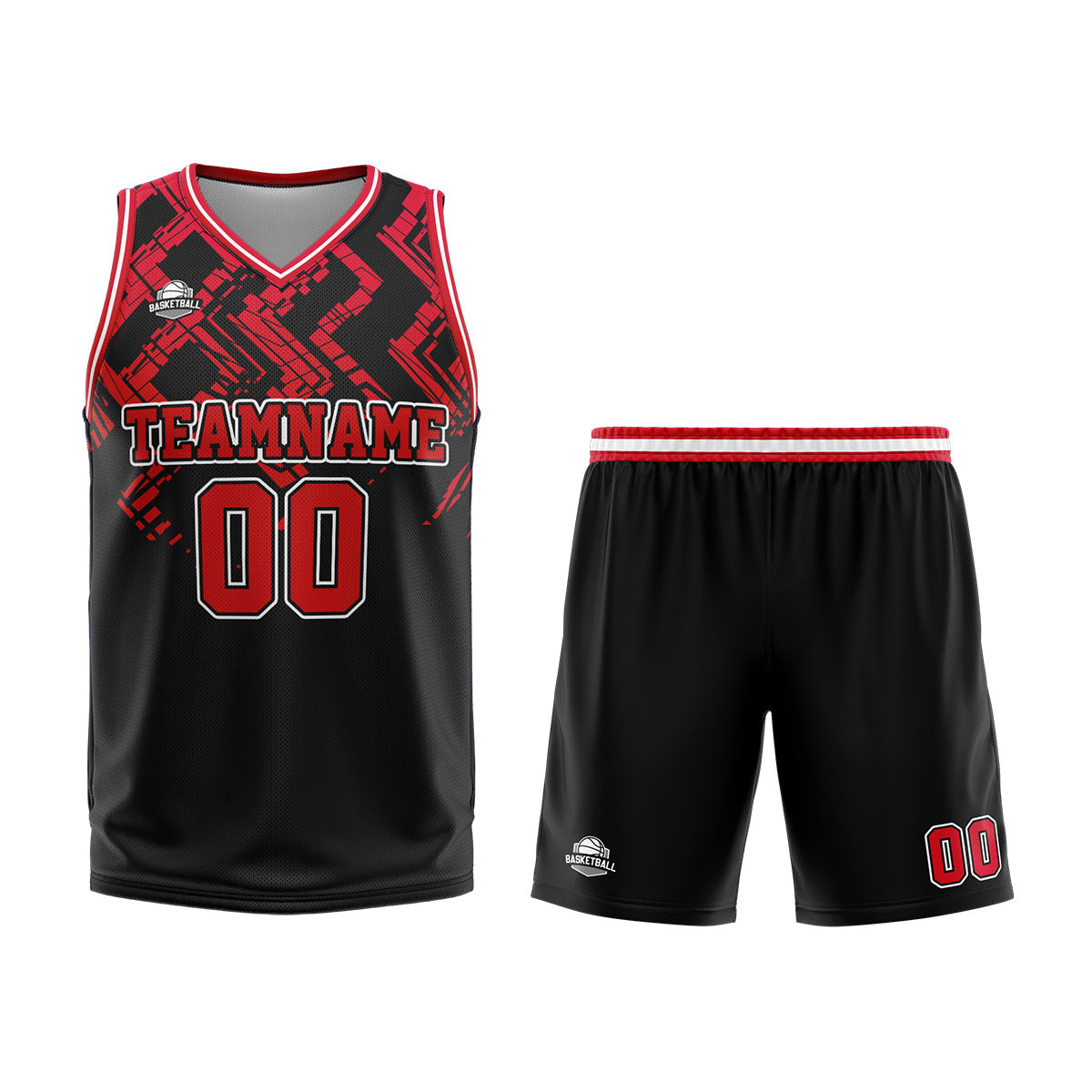 Custom Black Red Basketball Jersey Uniform Suit Printed Your Logo Name Number enthsush