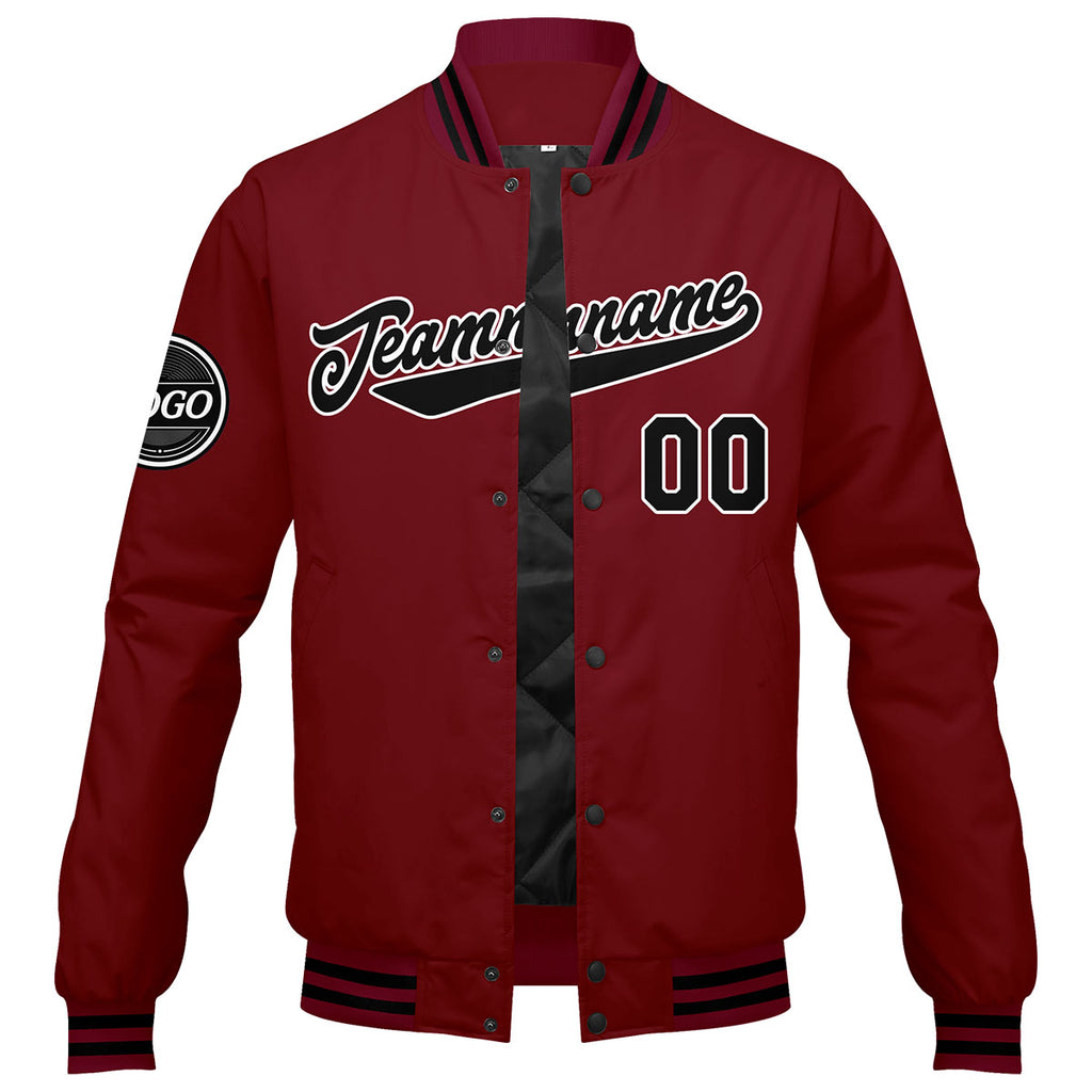 Custom Varsity Jacket Letterman jacket for Men, Women and Youth Crimson Black enthsush