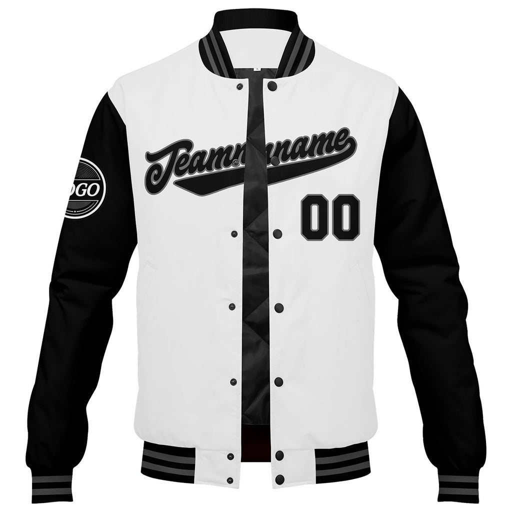 Custom Varsity Jacket Letterman jacket for Men, Women and Youth Black White enthsush