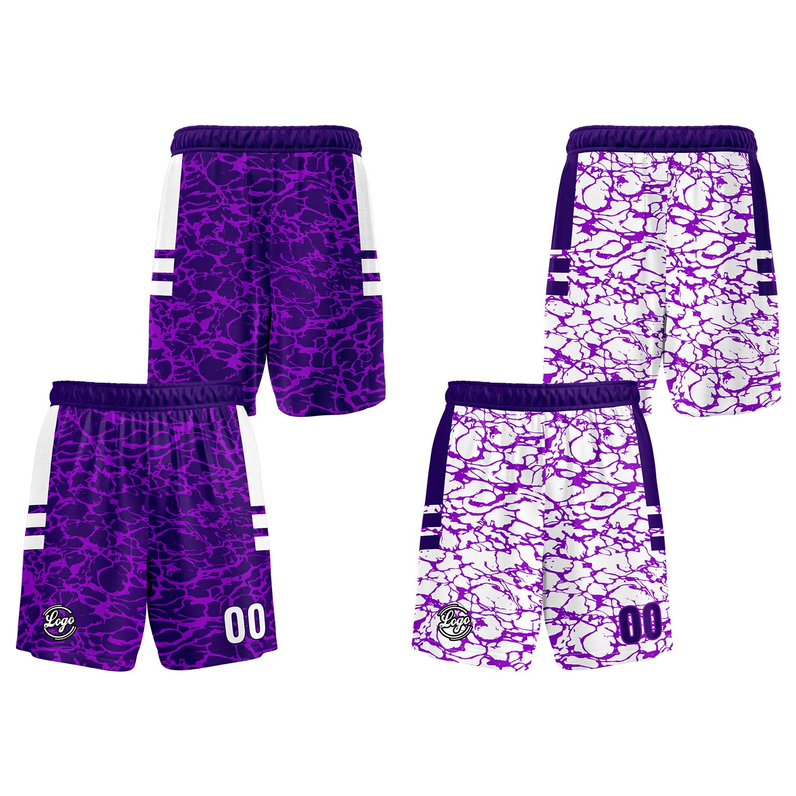 Custom Purple Reversible Basketball Suit for Adults and Kids Personalized Jersey enthsush