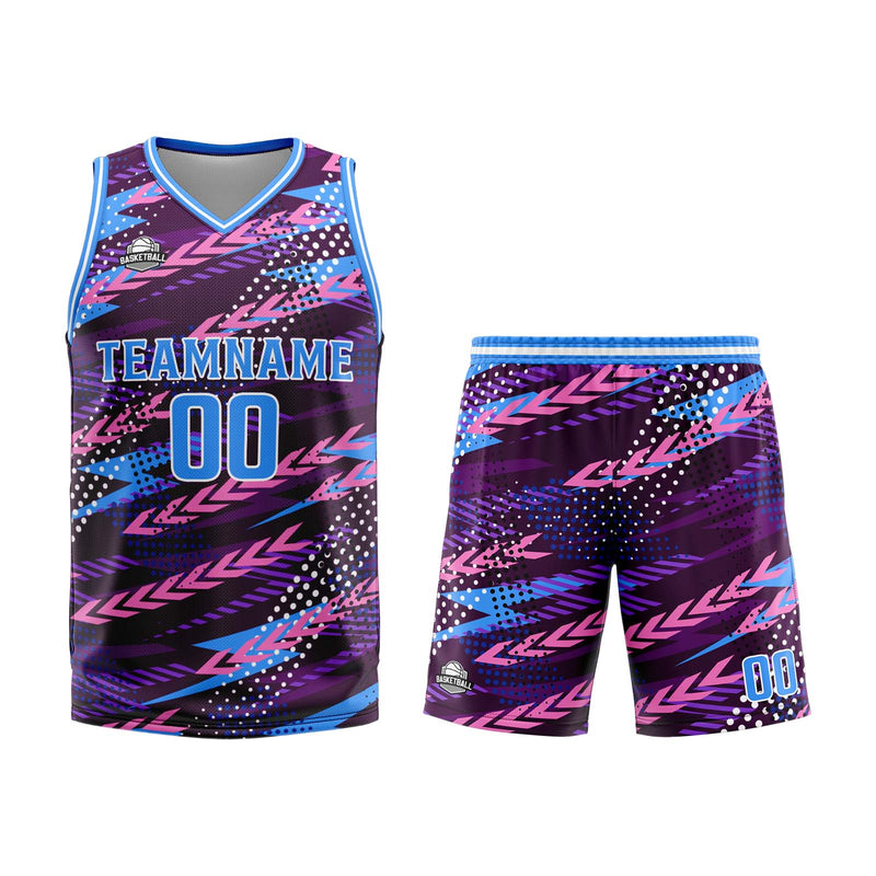 Custom Pink Blue Basketball Jersey Uniform Suit Printed Your Logo Name Number