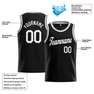 Custom Stitched Basketball Jersey for Men, Women And Kids Black-White enthsush