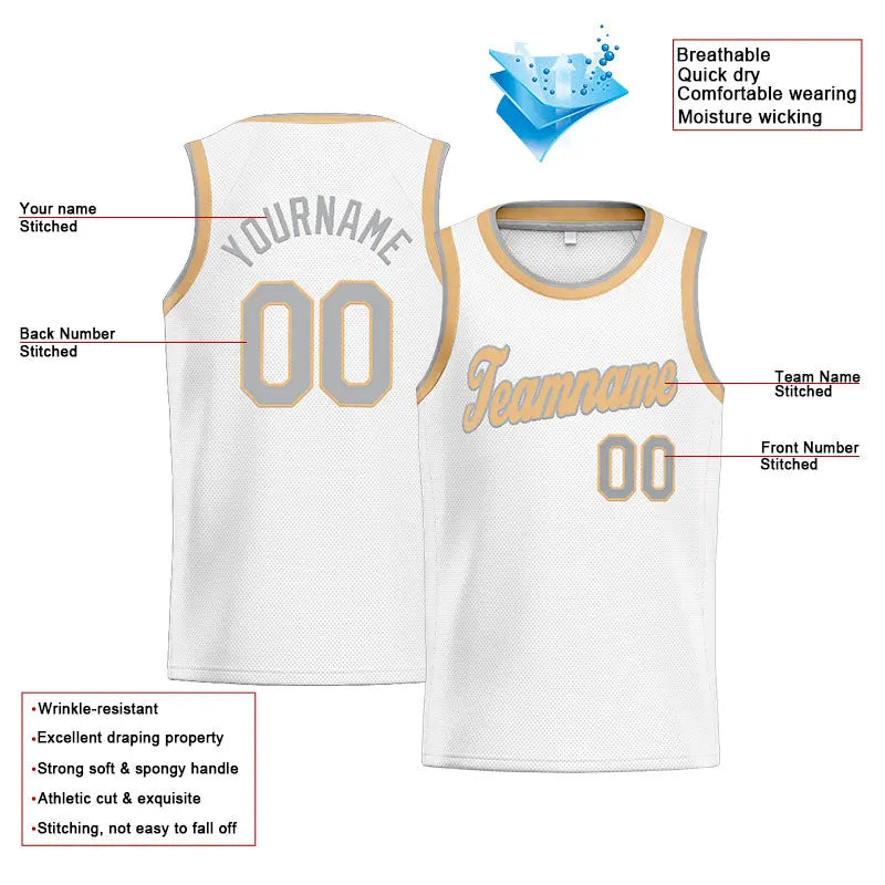 Custom Stitched Basketball Jersey for Men, Women And Kids Kelly White-Gray-Gold enthsush