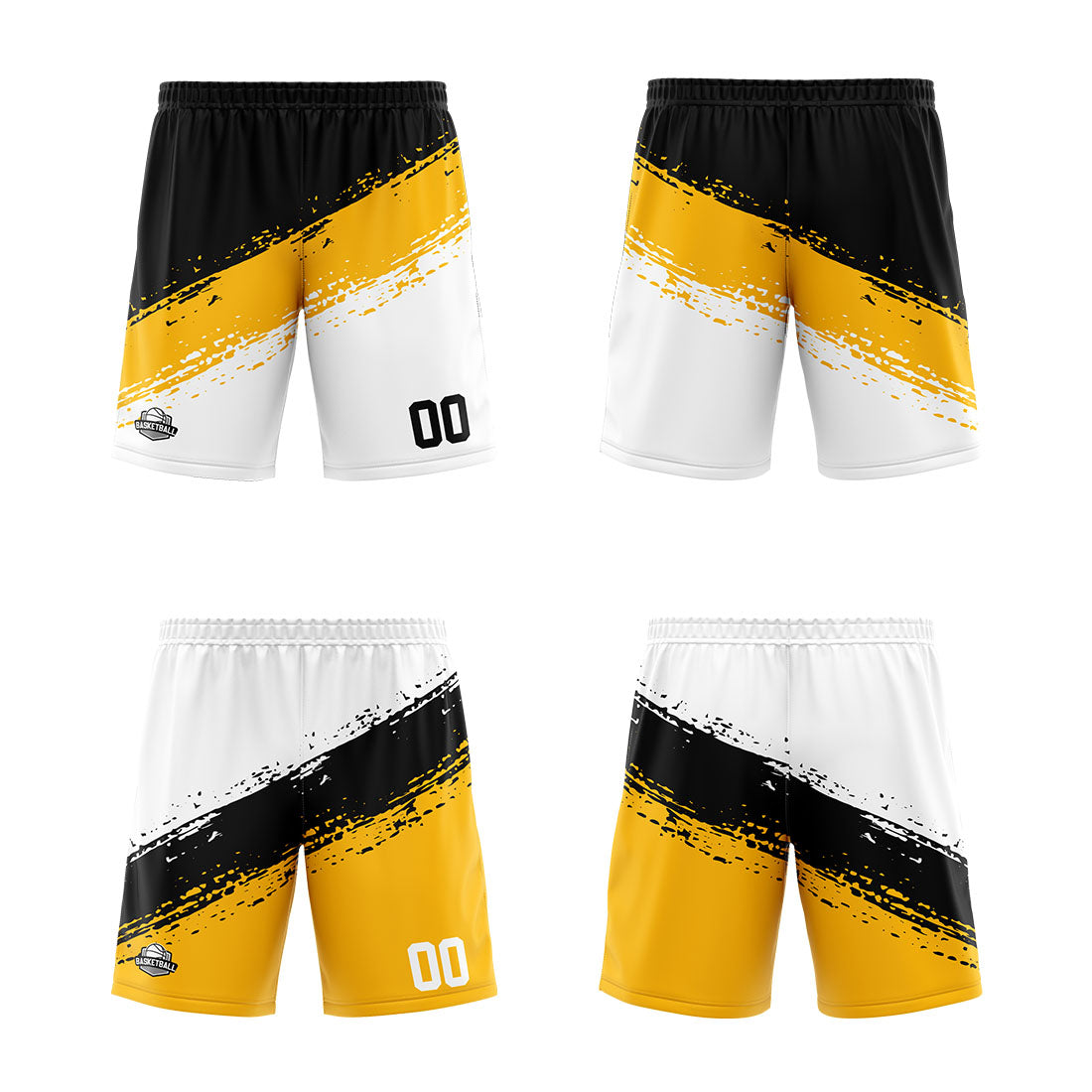 Custom Reversible Basketball Suit for Adults and Kids Personalized Jersey Black-Yellow-White enthsush