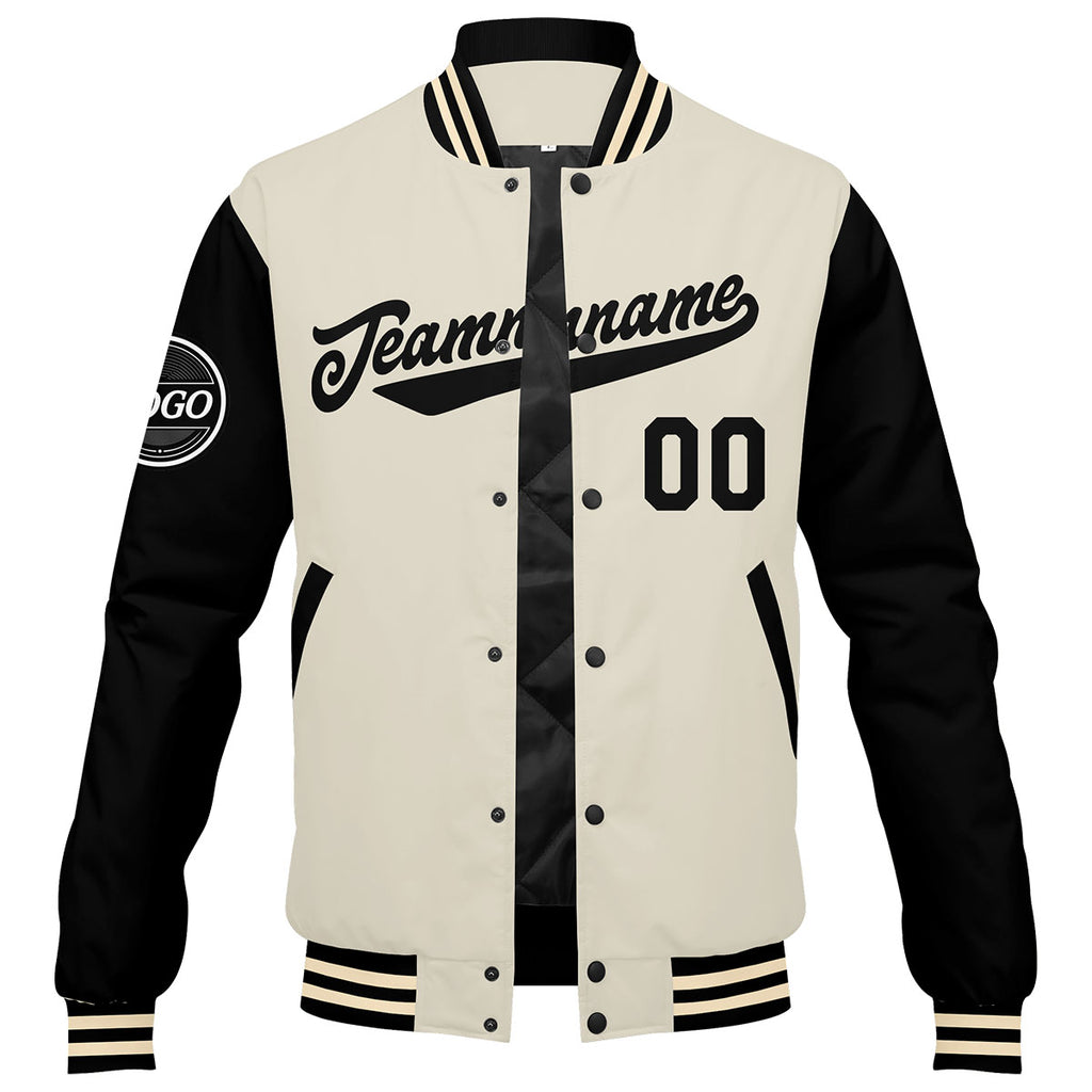 Custom Varsity Jacket Letterman jacket for Men, Women and Youth Black Cream enthsush