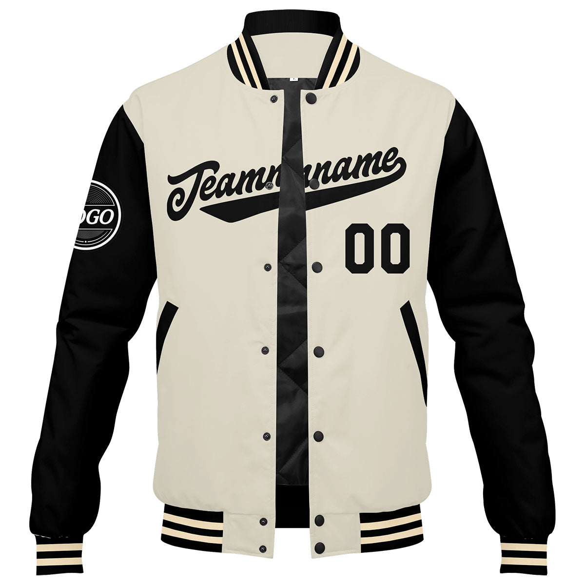Custom Varsity Jacket Letterman jacket for Men, Women and Youth Black Cream enthsush