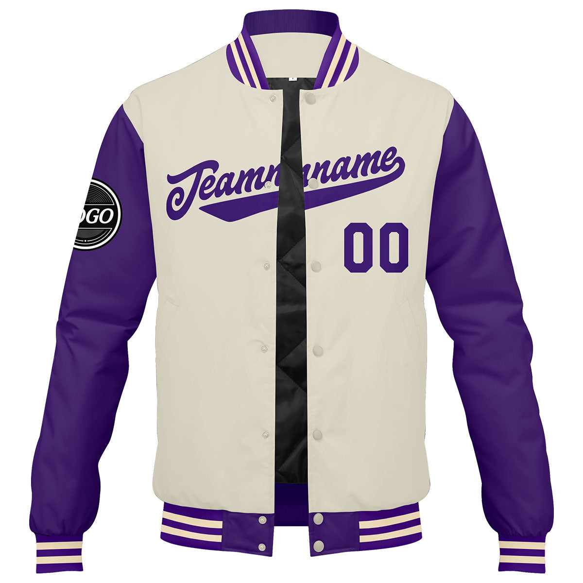 Custom Varsity Jacket Letterman jacket for Men, Women and Youth Purple Cream enthsush
