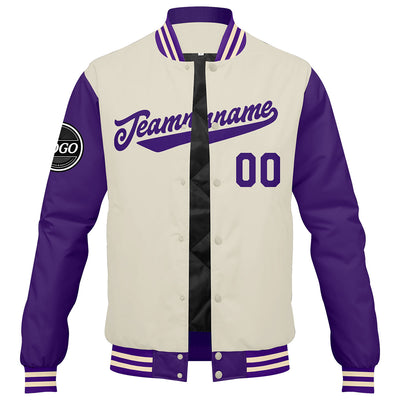 Custom Varsity Jacket Letterman jacket for Men, Women and Youth Purple Cream enthsush