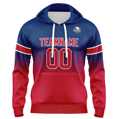 Custom Gradient Sweatshirt Hoodie For Man Woman Girl Boy Print Your Logo Name Number Navy&Red enthsush