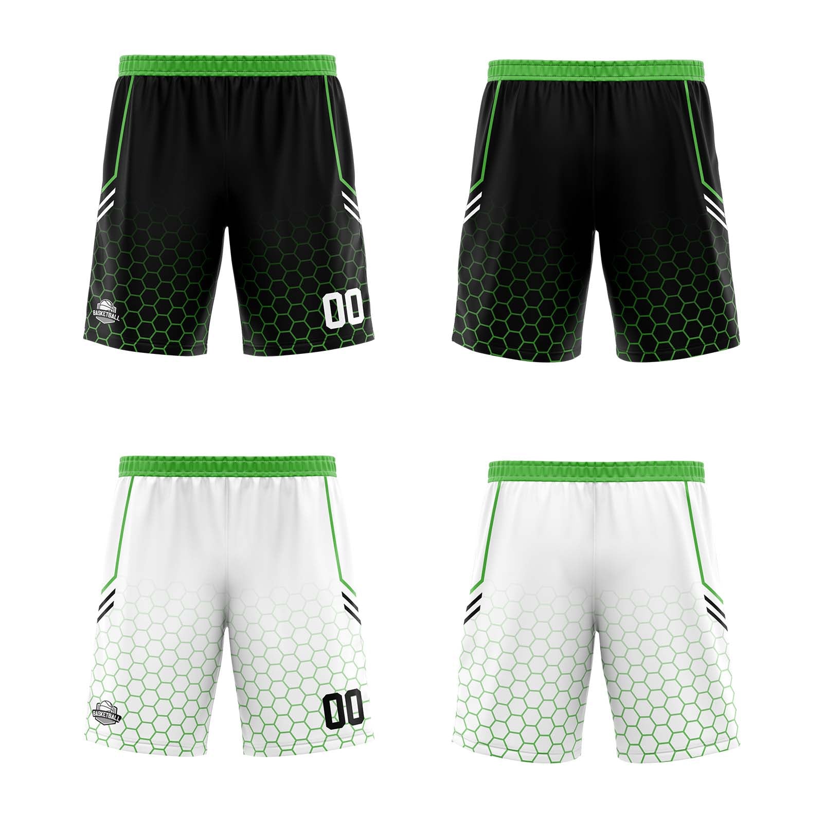 Custom Black Green Reversible Basketball Suit for Adults and Kids Personalized Jersey enthsush