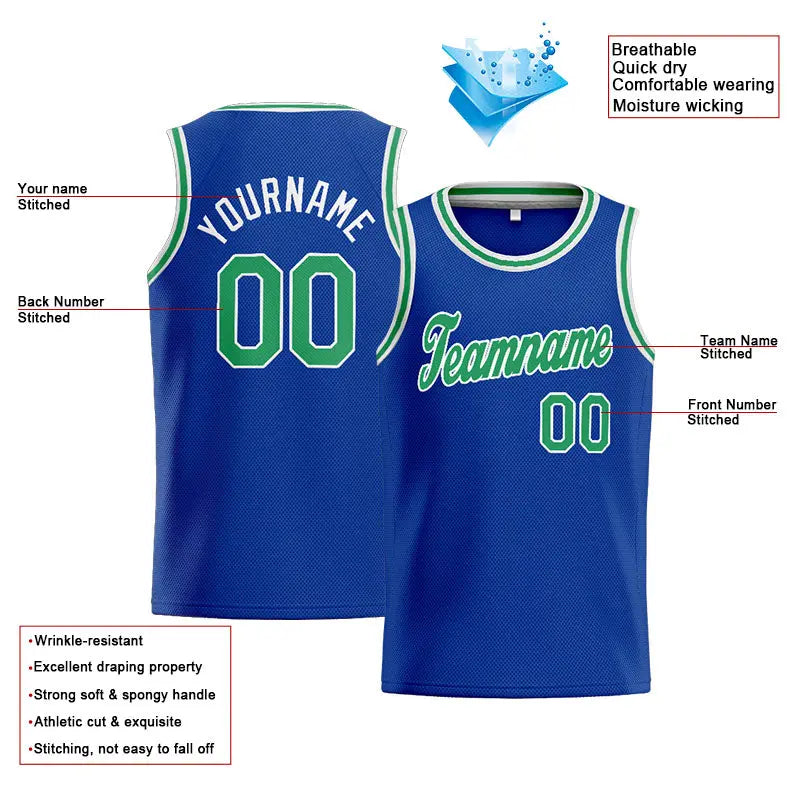 Custom Stitched Basketball Jersey for Men, Women And Kids Royal-Green-White enthsush