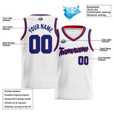 Custom Stitched Basketball Jersey for Men, Women  And Kids White-Royal-Red enthsush