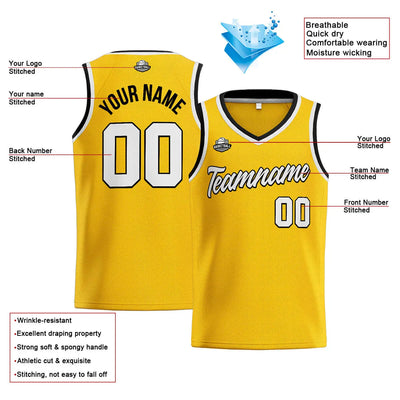 Custom Stitched Basketball Jersey for Men, Women  And Kids Yellow-White-Black enthsush