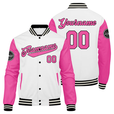 Custom Varsity Jacket Letterman jacket for Men, Women and Youth Pink enthsush
