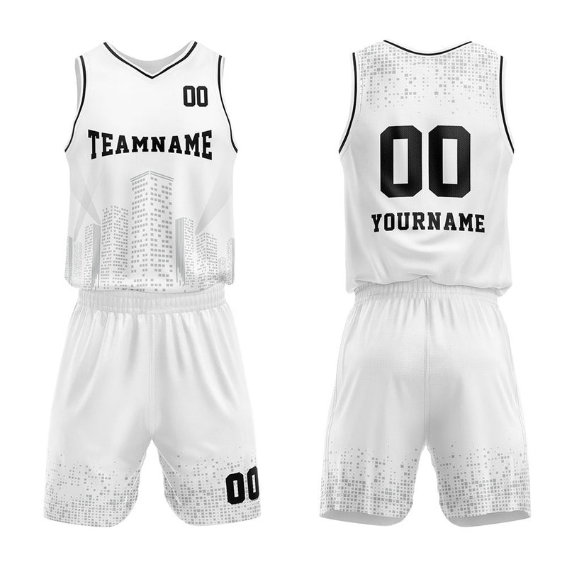 Custom Basketball Jersey Uniform Suit Printed Your Logo Name Number White-Night View