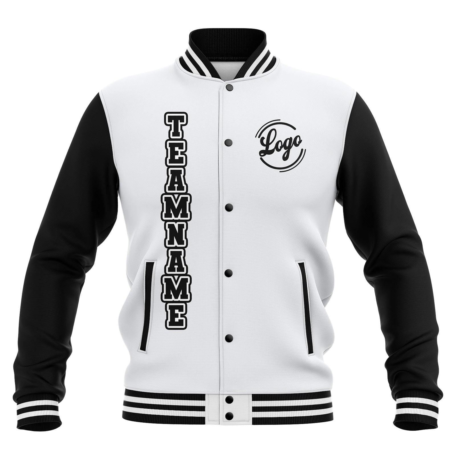 Custom Black White Waterproof Varsity Jackets Personalized Stitched Name Number Logo to Letterman Jackets enthsush