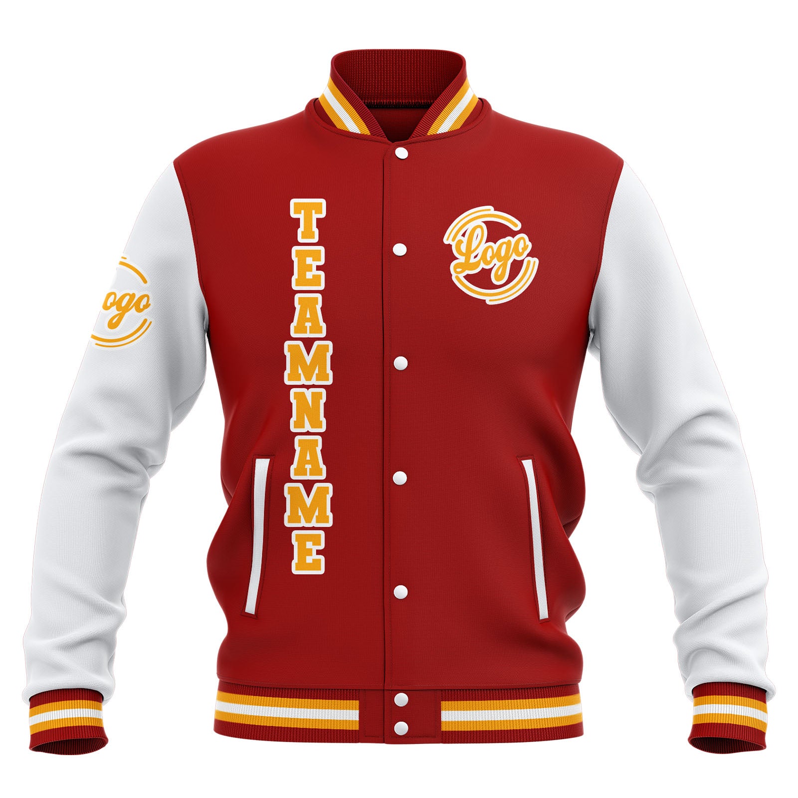 Custom Red White Yellow Waterproof Varsity Jackets Personalized Stitched Name Number Logo to Letterman Jackets enthsush