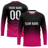 Custom Basketball Soccer Football Shooting Long T-Shirt for Adults and Kids Black-Hot Pink