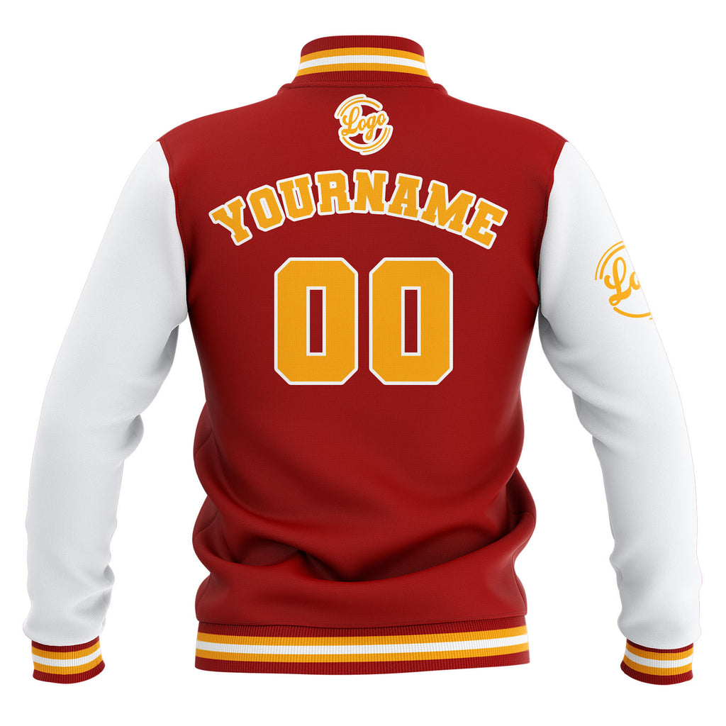 Custom Red White Yellow Waterproof Varsity Jackets Personalized Stitched Name Number Logo to Letterman Jackets enthsush