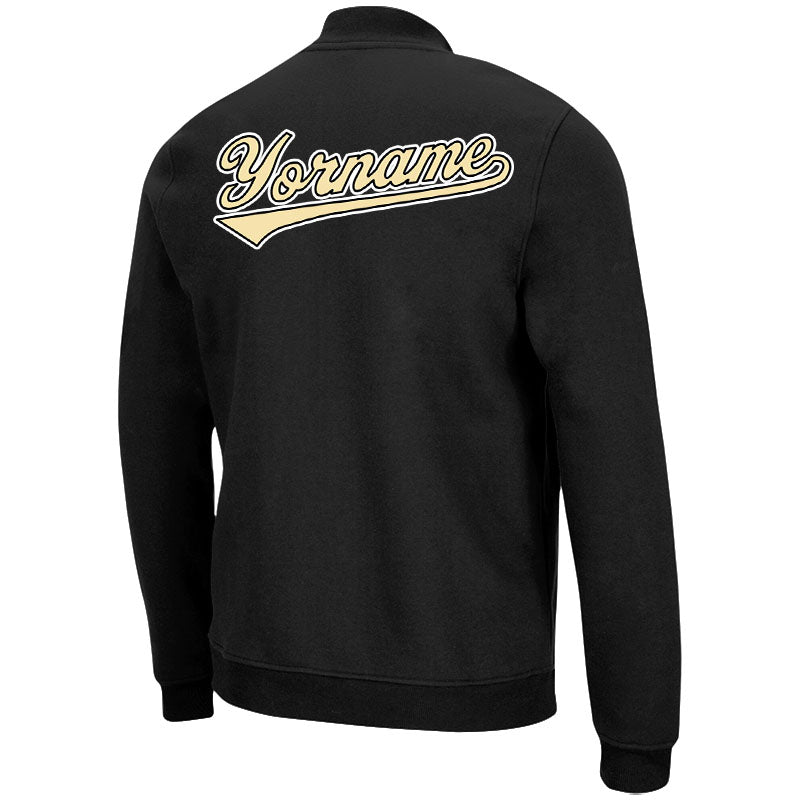 Custom Long Sleeve Windbreaker Jackets Uniform Printed Your Logo Name Number Black-Gold-White enthsush
