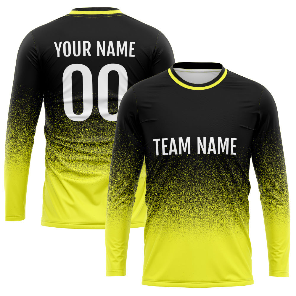 Custom Basketball Soccer Football Shooting Long T-Shirt for Adults and Kids Black-Yellow enthsush