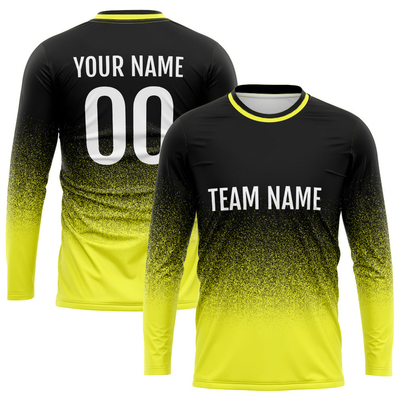 Custom Basketball Soccer Football Shooting Long T-Shirt for Adults and Kids Black-Yellow