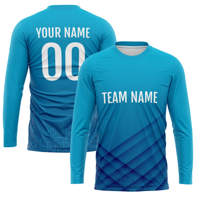 Custom Basketball Soccer Football Shooting Long T-Shirt for Adults and Kids Blue enthsush