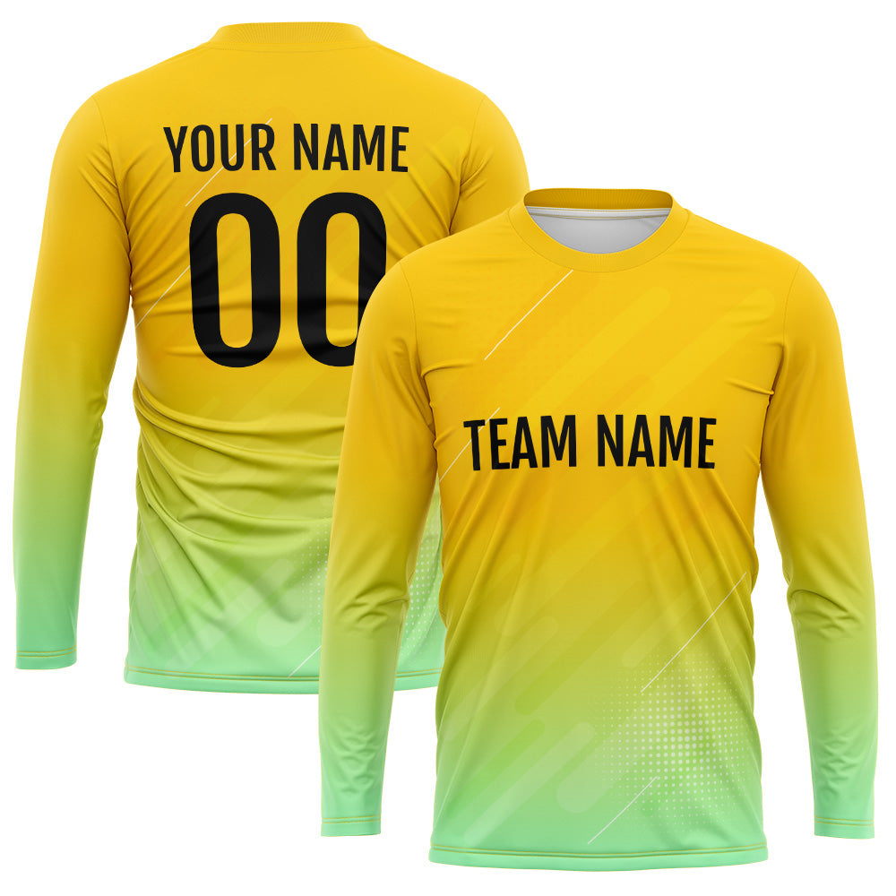 Custom Basketball Soccer Football Shooting Long T-Shirt for Adults and Kids Yellow enthsush