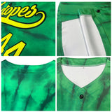 Custom Full Print Design Authentic Baseball Jersey white-green-yellow