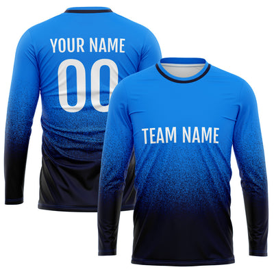 Custom Basketball Soccer Football Shooting Long T-Shirt for Adults and Kids Blue-Navy enthsush