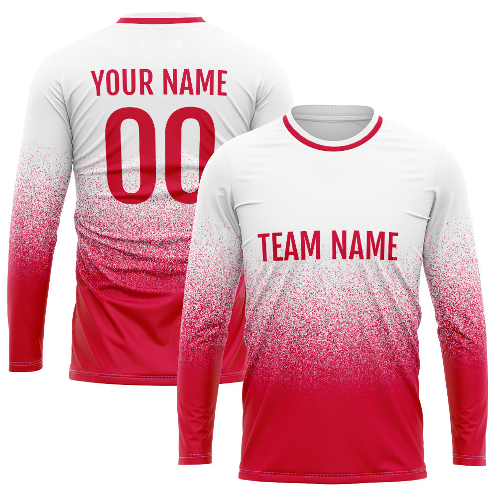 Custom Basketball Soccer Football Shooting Long T-Shirt for Adults and Kids White-Red enthsush