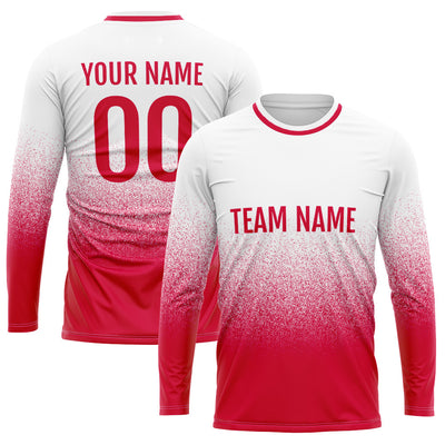 Custom Basketball Soccer Football Shooting Long T-Shirt for Adults and Kids White-Red enthsush