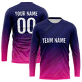 Custom Basketball Soccer Football Shooting Long T-Shirt for Adults and Kids Navy-Hot Pink enthsush